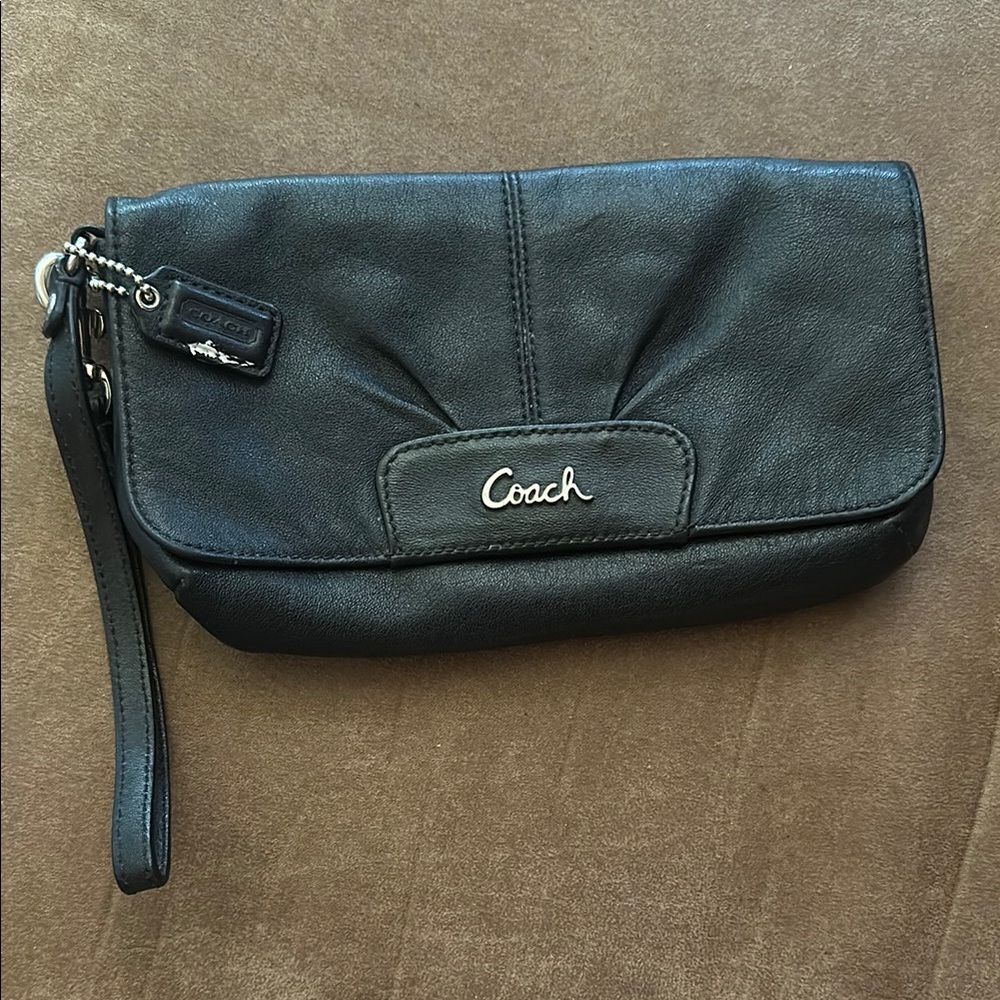 Coach Black Leather Wristlet